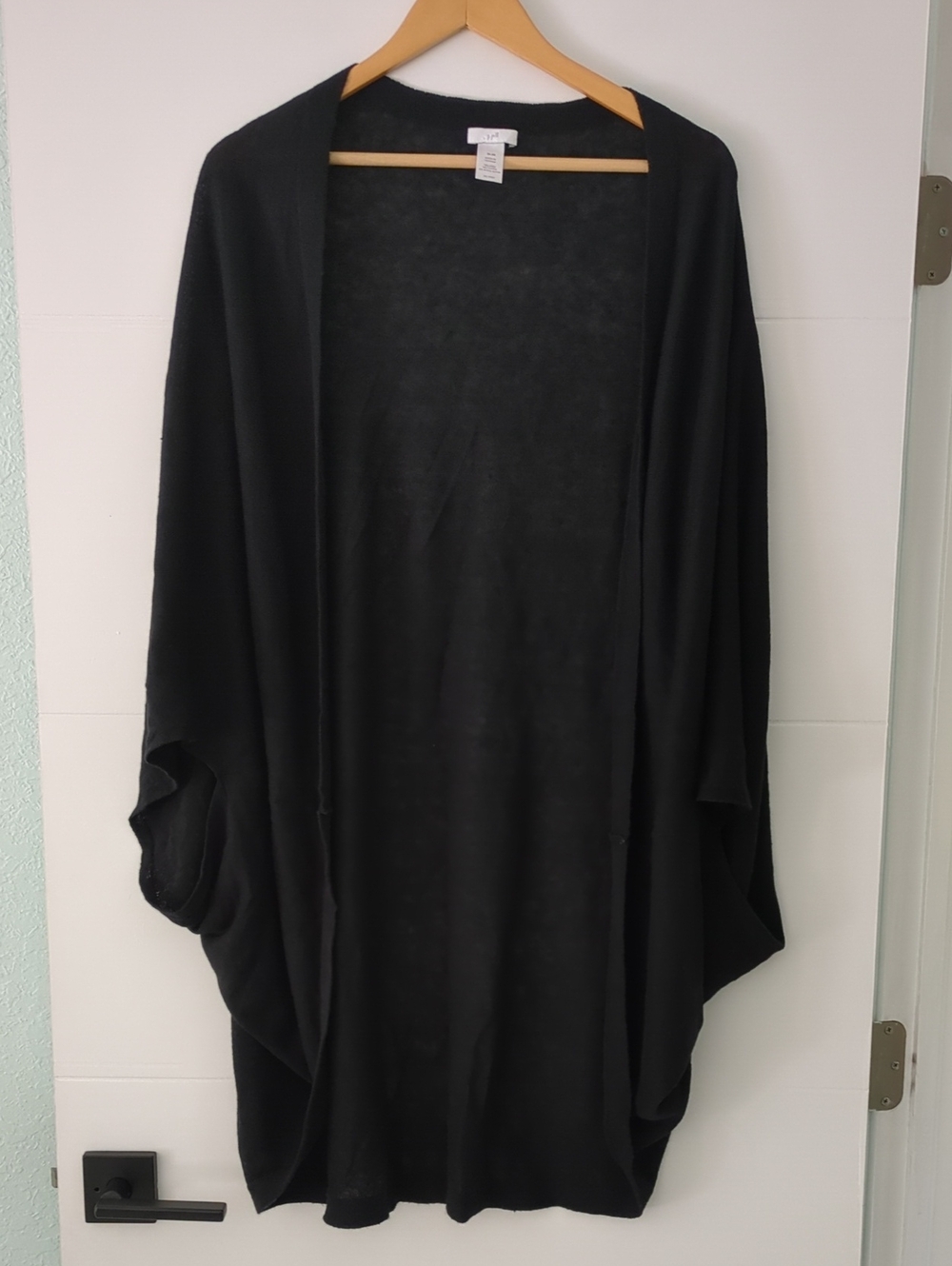 J.jill Black Open-Front Linen Boho Women’s Cardigan Kimono Lightweight Cocoon